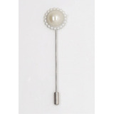 Pin Broche Lapela Terno Prateado Perolas Noivo Casamento