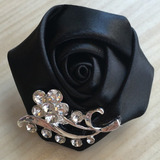 Pin Broche Noivo Flor Preto Casamento