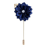 Pin Broche Noivo Flor Strass Azul