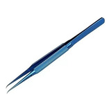 Pinça Antiestática De Titanio Original Azul Curva + Nf