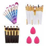 Pincel 20 Peças Kit 37 Peças Profissional Diamante Kabuki