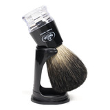 Pincel De Barbear Omega Texugo 33181 Black Badger C/ Suporte