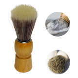 Pincel Para Barbear Barba Cabo De Madeira Cerdas Macias 1uni Cor Creme