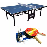 Ping Pong Tenis Mesa Paredao 1084 + Kit Raquetes Rede 5031