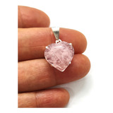 Pingente Amor De Coração Pedra Quartzo Rosa Folheado À Prata