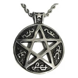 Pingente Colar Pentagrama Selo Salomão Goética Goetia Aço 1