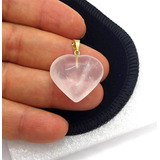 Pingente Coração De Quartzo Rosa Pedra Do Amor Folheado Ouro