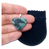 Pingente Coração Pedra Natural Esmeralda 2cm