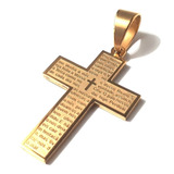 Pingente Crucifixo Cruz Pai Nosso Grande Alto Relevo Banhado