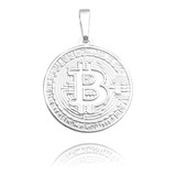 Pingente De Prata 925 Moeda De Bitcoin Medalha 2,2g De Prata