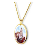 Pingente Fé Medalha Nossa Senhora Fátima Pastorinhos Ouro