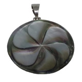 Pingente Feminino Grande Pedra Natural Prata 925 Abalone 430