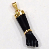 Pingente Figa De Pedra Natural Turmalina Negra Folheado Ouro