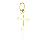 Pingente Ouro 18k Cruz Crucifixo 10mm Lisa Espelhada