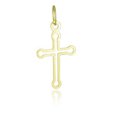 Pingente Ouro 18k Cruz Crucifixo Vazado Redondo Promoção
