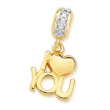 Pingente P/ Colar Pulseira I Love Coração Folheado À Ouro