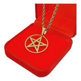 Pingente Pentagrama Estrela + Cordão 45 Cm Folheado Ouro 18k