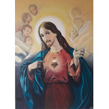 Pintura A Óleo: Sagrado Coração De Jesus Frete Grátis 50x70