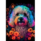 Pintura Diamante 5d Cachorro Poodle Flores