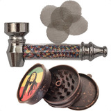 Pipe Cachimbo De Metal Com 5 Telinhas + Brinde Dichavador