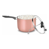 Pipoqueira Panela Antiaderente Alumínio 4,8l Tampa Vidro Mta Cor Rosé