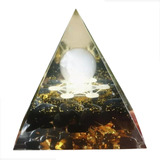 Pirâmide Orgonite Obsidiana Quartzo Branco Proteção