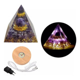 Pirâmides Orgonites Proteção Paz Modelos C/ Base De Led