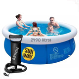 Piscina 2500 Litros Redonda Inflável Infantil Azul Sun Way