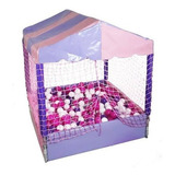 Piscina Casinha De Bolinhas Rosa Princesas 1x1 M Tatame Eva