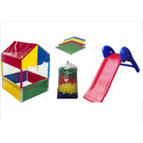 Piscina De Bolinhas 1,0 X 1,0 + Escorregador Medio 3 Degraus