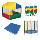 Piscina De Bolinhas 1,0x1,0+500 Bolinhas+cama Elástica 1,40m