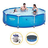 Piscina Estrutural 6473 Litros Com Filtro E Capa Bestway