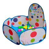 Piscina Infantil Com 50 Bolinhas Cesta Basquete Azul Inmetro