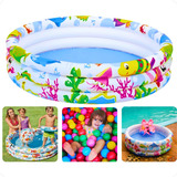 Piscina Infantil Criança Redonda Inflável Fundo Do Mar 100 L