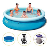 Piscina Inflável 3700 Litros Azul Filtro Capa Bomba Bestway