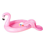 Piscina Inflável De Design De Flamingo Rosa Com Escorregador