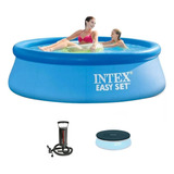 Piscina Inflável Easy Set 3.077 Litros Bomba E Capa Intex