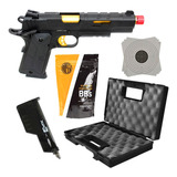 Pistola Airsoft 6mm 1911 Gold + Bbs + Maleta + Speedload