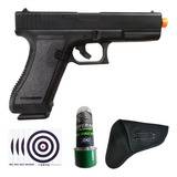 Pistola Airsoft Glock K17 Kwc 120 Esfera 10 Alvos E Coldre