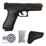 Pistola Airsoft Glock K17 Kwc 6mm 1000 Bbs 10 Alvos Coldre