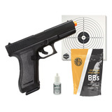 Pistola Airsoft Spring Glock Kwc K17 6mm + Esferas + Alvos