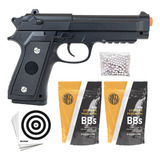 Pistola Airsoft Spring M92 V22 Cano Metal 6mm Pacote 2000bbs