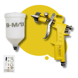 Pistola De Pintura Gravidade 3 Bicos 3 Agulhas Tanque 600ml Cor Amarelo
