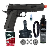Pistola Híbrida Green Gás Redwings 1911 6mm Cinto Coldre Kit