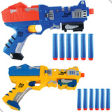 Pistola Lança Dardos Similar Nerf Atira C/ 6 Balas De Espuma