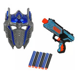 Pistola Nerf Lança Dardos + Mascara Transformers Brinquedo