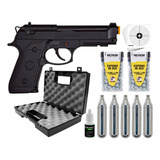 Pistola Pressão Airgun M9 6mm Co2 Gas Esfera Aço Maleta Arma