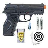 Pistola Pressão C11 Co2 Rossi 6,0mm Airgun Preta Completa 
