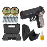 Pistola Pressão Co2 Pt80 Dark Maleta + Combo Tiro Completo