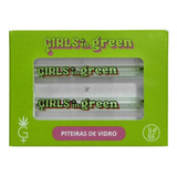 Piteira Vidro Kit Girls In Green Hippie Bong Longa 2 Unidade